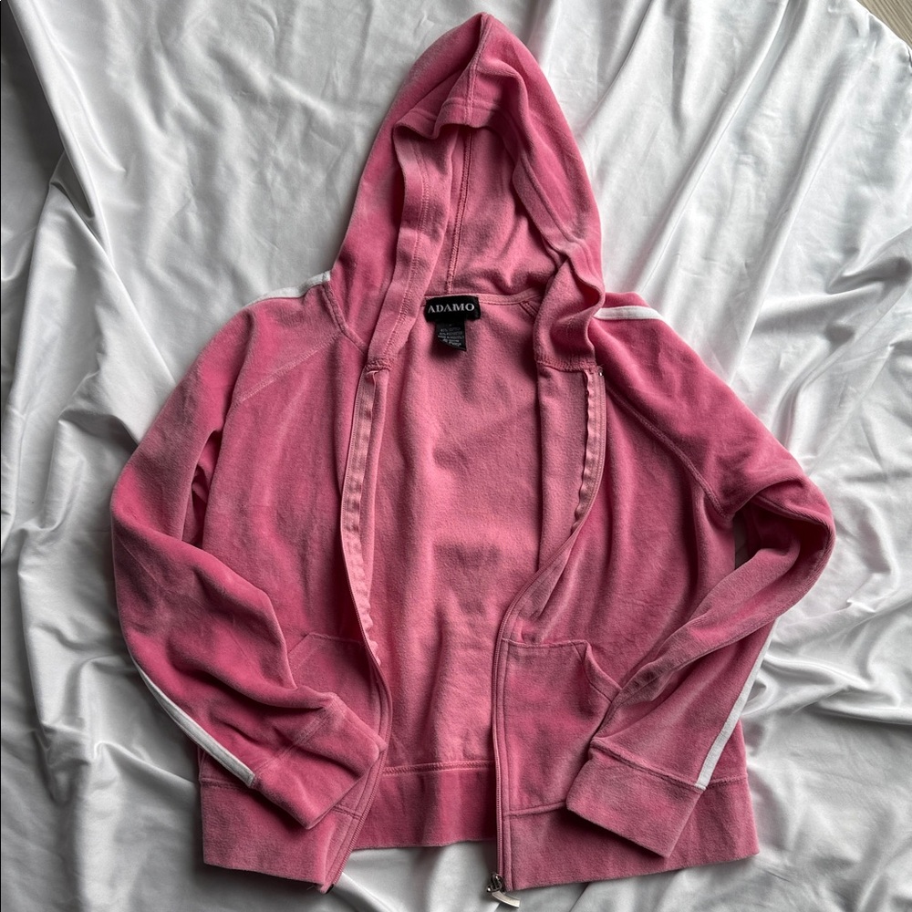 Vintage Pink Hooded Zip-Up Jacket